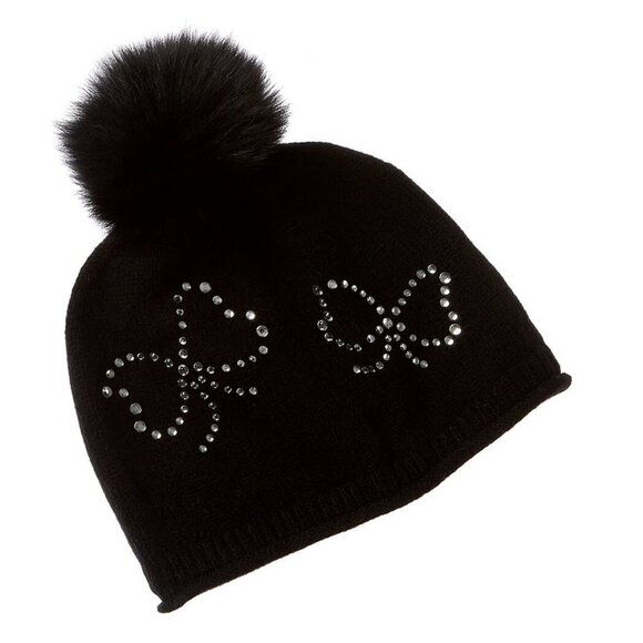 SofiaCashmere Heatset Bow Cashmere Hat  Beanie
